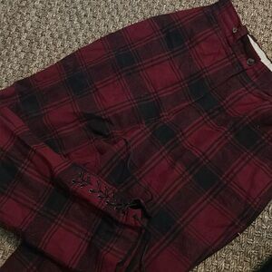 The J. Peterman Co Red Black Plaid Pant Size 14